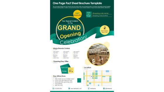 One Page Fact Sheet Brochure Template PDF Document PPT Template One Page Fact Sheet Brochure Template PDF Document PPT Template