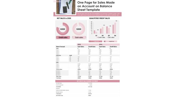 One Page For Sales Made On Account On Balance Sheet Template PDF Document PPT Template One Page For Sales Made On Account On Balance Sheet Template PDF Document PPT Template