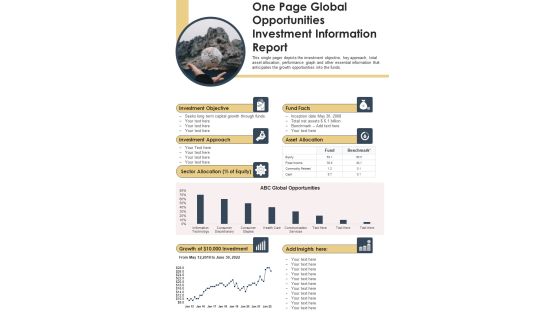One Page Global Opportunities Investment Information Report PDF Document PPT Template One Page Global Opportunities Investment Information Report PDF Document PPT Template