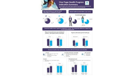 One Page Health Progress Indicators Summary PDF Document PPT Template One Page Health Progress Indicators Summary PDF Document PPT Template