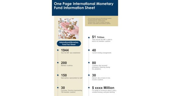 One Page International Monetary Fund Information Sheet PDF Document PPT Template One Page International Monetary Fund Information Sheet PDF Document PPT Template