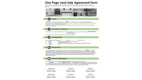 One Page Land Sale Agreement Form PDF Document PPT Template One Page Land Sale Agreement Form PDF Document PPT Template