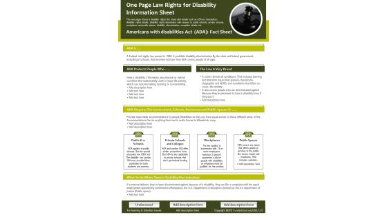 One Page Law Rights For Disability Information Sheet PDF Document PPT Template One Page Law Rights For Disability Information Sheet PDF Document PPT Template