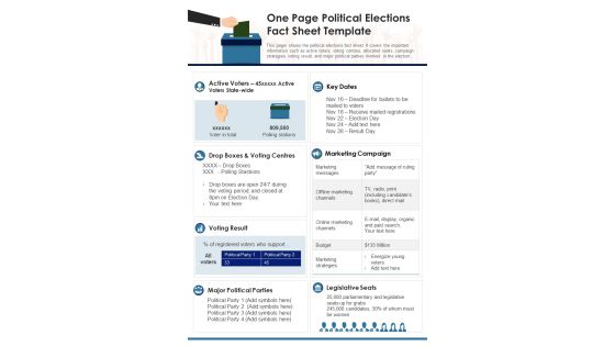 One Page Political Elections Fact Sheet Template PDF Document PPT Template One Page Political Elections Fact Sheet Template PDF Document PPT Template