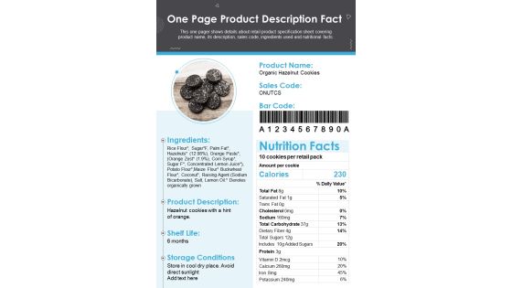 One Page Product Description Fact PDF Document PPT Template One Page Product Description Fact PDF Document PPT Template