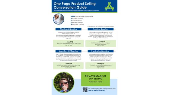 One Page Product Selling Conversation Guide PDF Document PPT Template One Page Product Selling Conversation Guide PDF Document PPT Template