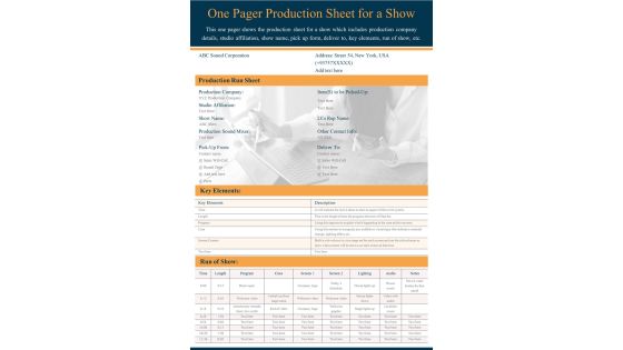 One Page Production Sheet For An Event PDF Document PPT Template One Page Production Sheet For An Event PDF Document PPT Template
