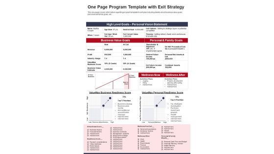 One Page Program Template With Exit Strategy PDF Document PPT Template One Page Program Template With Exit Strategy PDF Document PPT Template