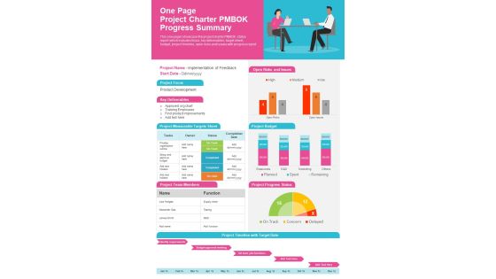 One Page Project Charter PMBOK Progress Summary PDF Document PPT Template One Page Project Charter PMBOK Progress Summary PDF Document PPT Template
