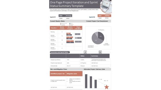 One Page Project Iteration And Sprint Status Summary Template PDF Document PPT Template One Page Project Iteration And Sprint Status Summary Template PDF Document PPT Template