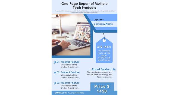 One Page Report Of Multiple Tech Products PDF Document PPT Template One Page Report Of Multiple Tech Products PDF Document PPT Template