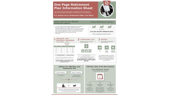 One Page Retirement Plan Information Sheet PDF Document PPT Template One Page Retirement Plan Information Sheet PDF Document PPT Template