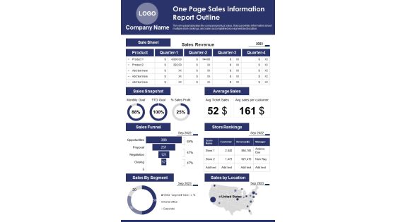 One Page Sales Information Report Outline PDF Document PPT Template One Page Sales Information Report Outline PDF Document PPT Template