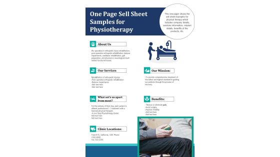 One Page Sell Sheet Samples For Physiotherapy PDF Document PPT Template One Page Sell Sheet Samples For Physiotherapy PDF Document PPT Template