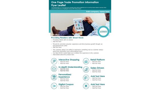 One Page Trade Promotion Information Flyer Leaflet PDF Document PPT Template One Page Trade Promotion Information Flyer Leaflet PDF Document PPT Template