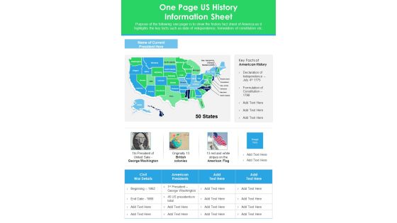 One Page US History Information Sheet PDF Document PPT Template One Page US History Information Sheet PDF Document PPT Template