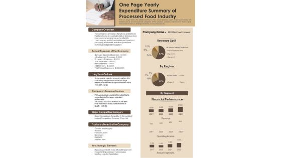 One Page Yearly Expenditure Summary Of Processed Food Industry PDF Document PPT Template One Page Yearly Expenditure Summary Of Processed Food Industry PDF Document PPT Template