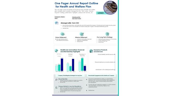 One Pager Annual Report Outline For Health And Welfare Plan PDF Document PPT Template One Pager Annual Report Outline For Health And Welfare Plan PDF Document PPT Template