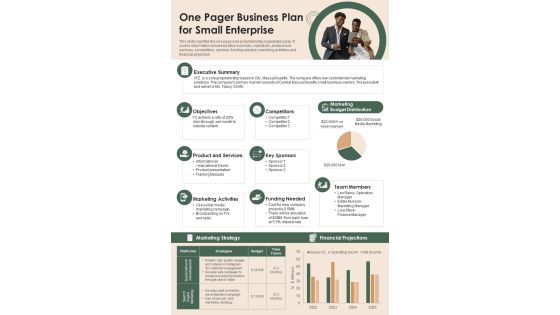 One Pager Business Plan For Small Enterprise PDF Document PPT Template One Pager Business Plan For Small Enterprise PDF Document PPT Template