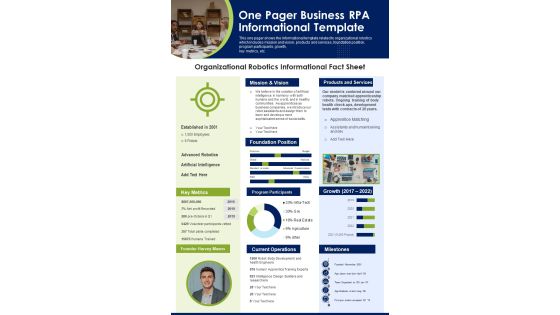 One Pager Business RPA Informational Template PDF Document PPT Template One Pager Business RPA Informational Template PDF Document PPT Template