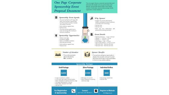 One Pager Corporate Sponsorship Event Sell Sheet PDF Document PPT Template One Pager Corporate Sponsorship Event Sell Sheet PDF Document PPT Template