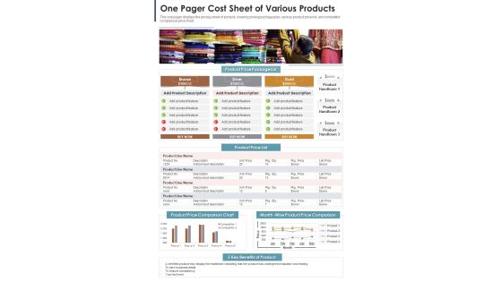 One Pager Cost Sheet Of Various Products PDF Document PPT Template One Pager Cost Sheet Of Various Products PDF Document PPT Template