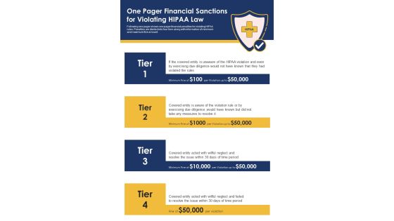 One Pager Financial Sanctions For Violating HIPAA Law PDF Document PPT Template One Pager Financial Sanctions For Violating HIPAA Law PDF Document PPT Template