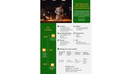 One Pager Food Chain Restaurant Business Brochure PDF Document PPT Template One Pager Food Chain Restaurant Business Brochure PDF Document PPT Template