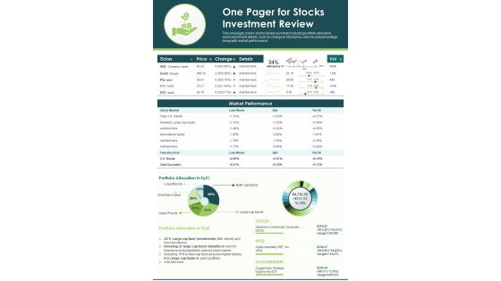 One Pager For Stocks Investment Review PDF Document PPT Template One Pager For Stocks Investment Review PDF Document PPT Template