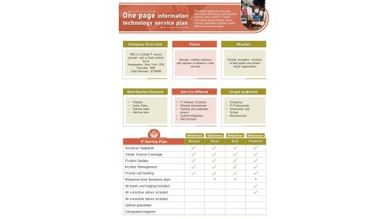 One Pager Information Technology Service And Solution Plans PDF Document PPT Template One Pager Information Technology Service And Solution Plans PDF Document PPT Template