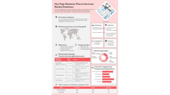 One Pager Market Existence PDF Document PPT Template One Pager Market Existence PDF Document PPT Template