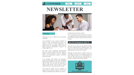 One Pager Organisation Newsletter For Client PDF Document PPT Template One Pager Organisation Newsletter For Client PDF Document PPT Template