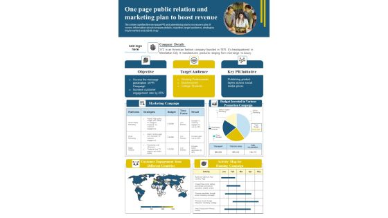 One Pager PR And Advertising Plan To Enhance Business Revenue PDF Document PPT Template One Pager PR And Advertising Plan To Enhance Business Revenue PDF Document PPT Template