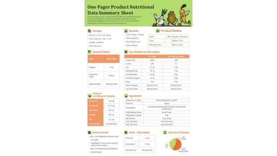 One Pager Product Nutritional Data Summary Sheet PDF Document PPT Template One Pager Product Nutritional Data Summary Sheet PDF Document PPT Template