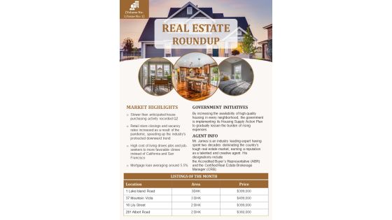 One Pager Real Estate Broker Newsletter For Home Buyers PDF Document PPT Template One Pager Real Estate Broker Newsletter For Home Buyers PDF Document PPT Template