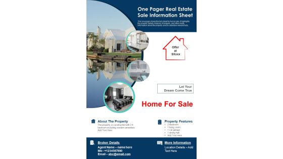 One Pager Real Estate Sale Information Sheet PDF Document PPT Template One Pager Real Estate Sale Information Sheet PDF Document PPT Template