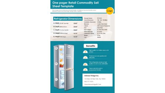 One Pager Retail Commodity Sell Sheet Template PDF Document PPT Template