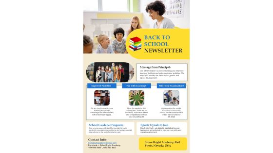 One Pager Return To School Newsletter For Guardians PDF Document PPT Template One Pager Return To School Newsletter For Guardians PDF Document PPT Template