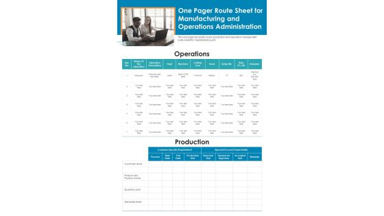 One Pager Route Sheet For Manufacturing And Operations Administration PDF Document PPT Template One Pager Route Sheet For Manufacturing And Operations Administration PDF Document PPT Template