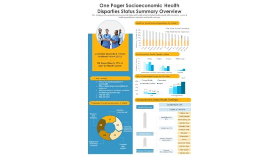 One Pager Socioeconomic Health Disparties Status Summary Overview PDF Document PPT Template One Pager Socioeconomic Health Disparties Status Summary Overview PDF Document PPT Template