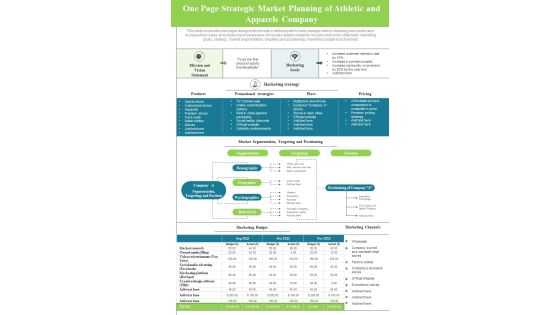 One Pager Strategic Marketing Plan For Sportswear And Clothing Business PDF Document PPT Template One Pager Strategic Marketing Plan For Sportswear And Clothing Business PDF Document PPT Template