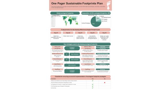 One Pager Sustainable Footprints Plan PDF Document PPT Template One Pager Sustainable Footprints Plan PDF Document PPT Template