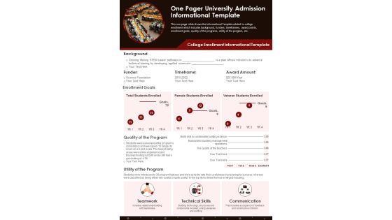 One Pager University Admission Informational Template PDF Document PPT Template One Pager University Admission Informational Template PDF Document PPT Template