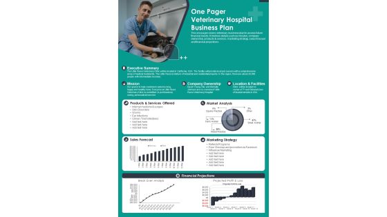 One Pager Veterinary Hospital Business Plan PDF Document PPT Template One Pager Veterinary Hospital Business Plan PDF Document PPT Template