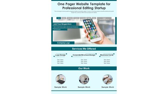 One Pager Website Template For Professional Editing Startup PDF Document PPT Template One Pager Website Template For Professional Editing Startup PDF Document PPT Template