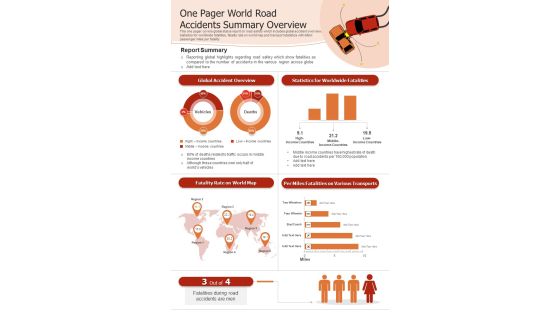 One Pager World Road Accidents Summary Overview PDF Document PPT Template One Pager World Road Accidents Summary Overview PDF Document PPT Template