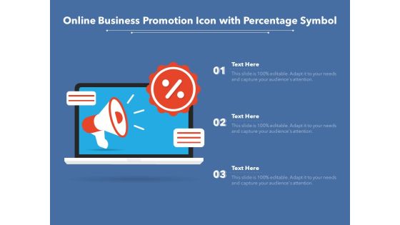 Online Business Promotion Icon With Percentage Symbol Ppt PowerPoint Presentation Show Design Ideas PDF