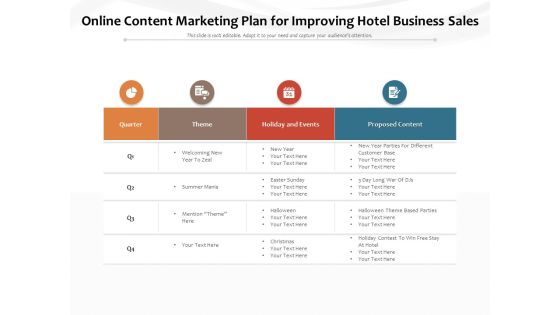 Online Content Marketing Plan For Improving Hotel Business Sales Ppt PowerPoint Presentation File Background Image PDF