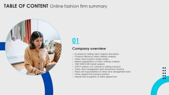Online Fashion Firm Summary Table Of Content Ppt Outline Examples PDF Online Fashion Firm Summary Table Of Content Ppt Outline Examples PDF