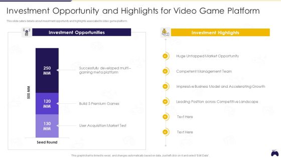 Online Gaming Fundraising Pitch Deck Investment Opportunity And Highlights For Video Game Platform Brochure PDF Online Gaming Fundraising Pitch Deck Investment Opportunity And Highlights For Video Game Platform Brochure PDF